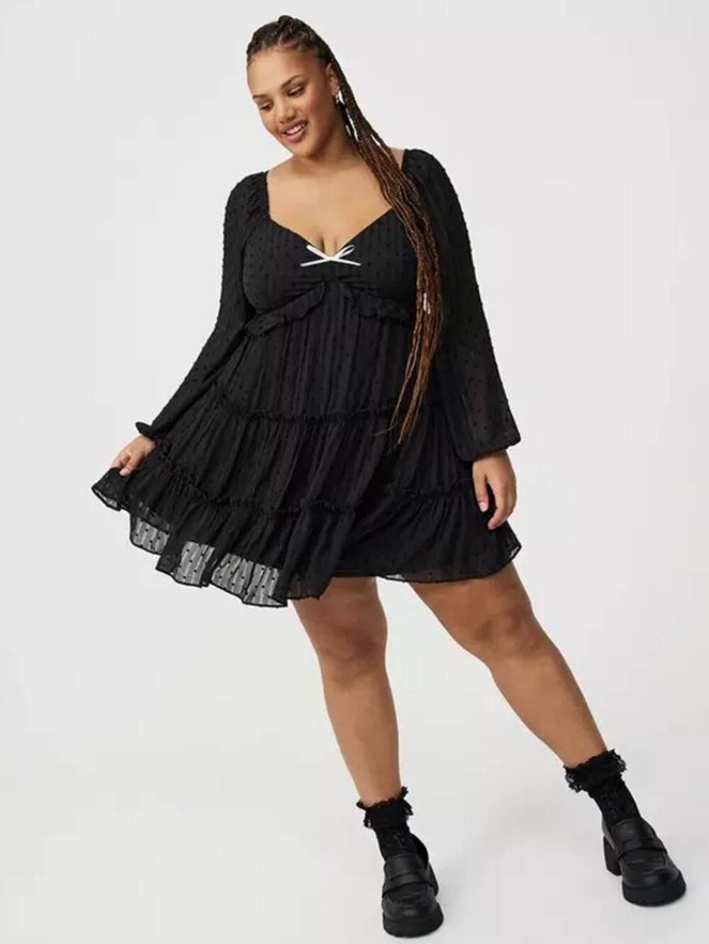 NWT Torrid Black Chiffon Babydoll Mini Dress 4X 26 Witchy Coquette Fall Fairy 4X